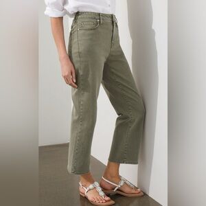 Chico's Size‎ 0 High Rise Straight Leg Olive Cropped Denim Pants (Std Size 4)